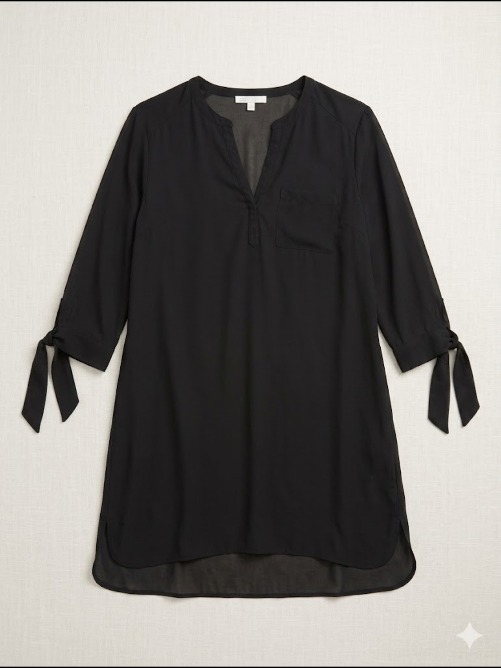 DR2 Black Tie-Sleeve Tunic Dress